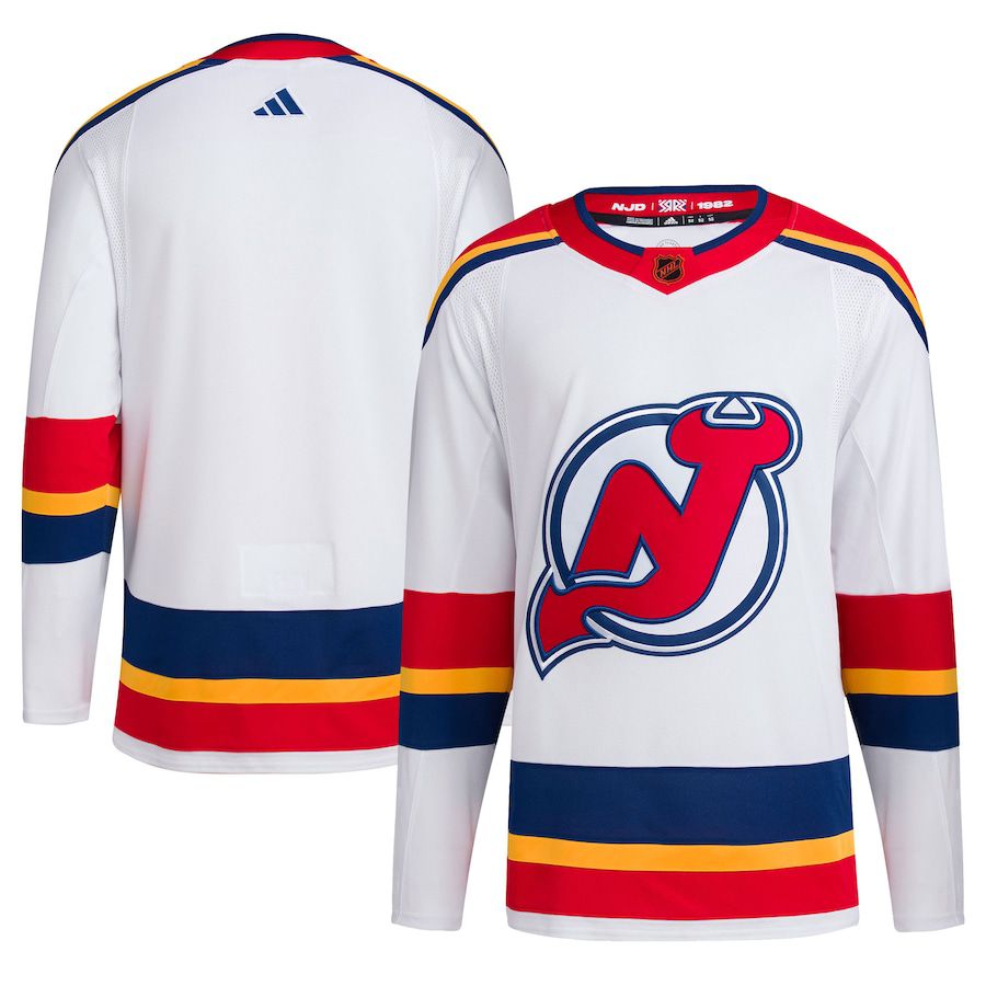 Men New Jersey Devils adidas White Reverse Retro Authentic Blank NHL Jersey->customized nhl jersey->Custom Jersey